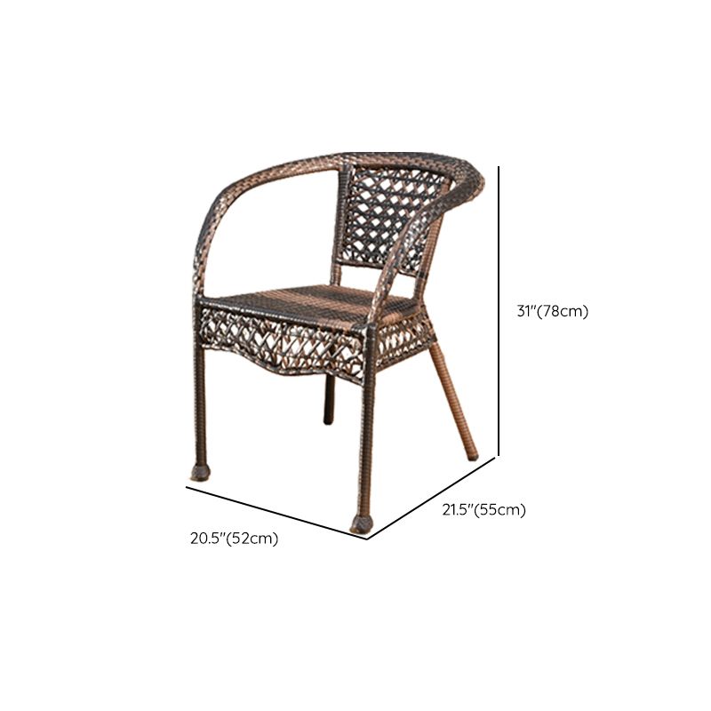 21" Wide Tropical Dining Side Chair Rattan Brown Outdoor Chair