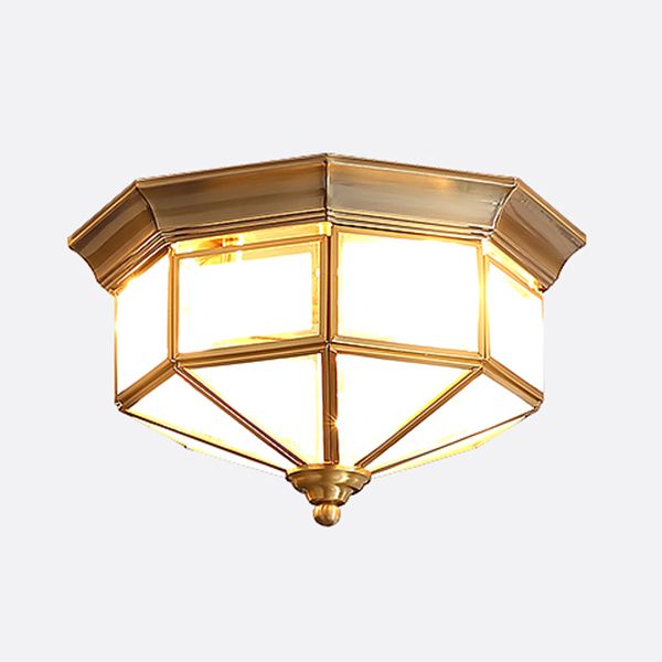 Sitting Room Colonial Style Ceiling Light Metal Overhead Lighting Fixture in Gold