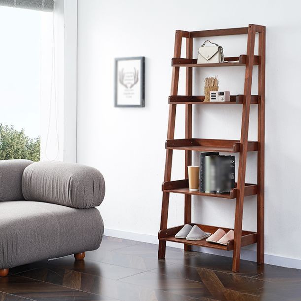 Contemporary Vertical Bookcase Wooden Open Back Bookshelf for Home