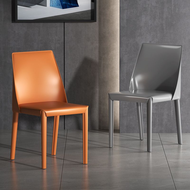 Modern Low Back Dining Chair Faux Leather Armless Dining Side Chair