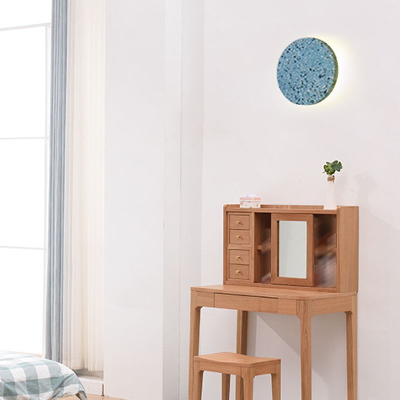 Modernist Sconce Lighting Circular Stone Wall Lamp for Living Room