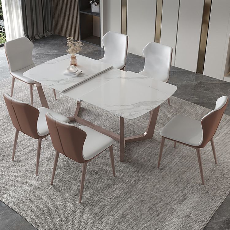 Nordic 1/4/5/7 Pieces Dining Set Sintered Stone Dining Table with Leather Chairs