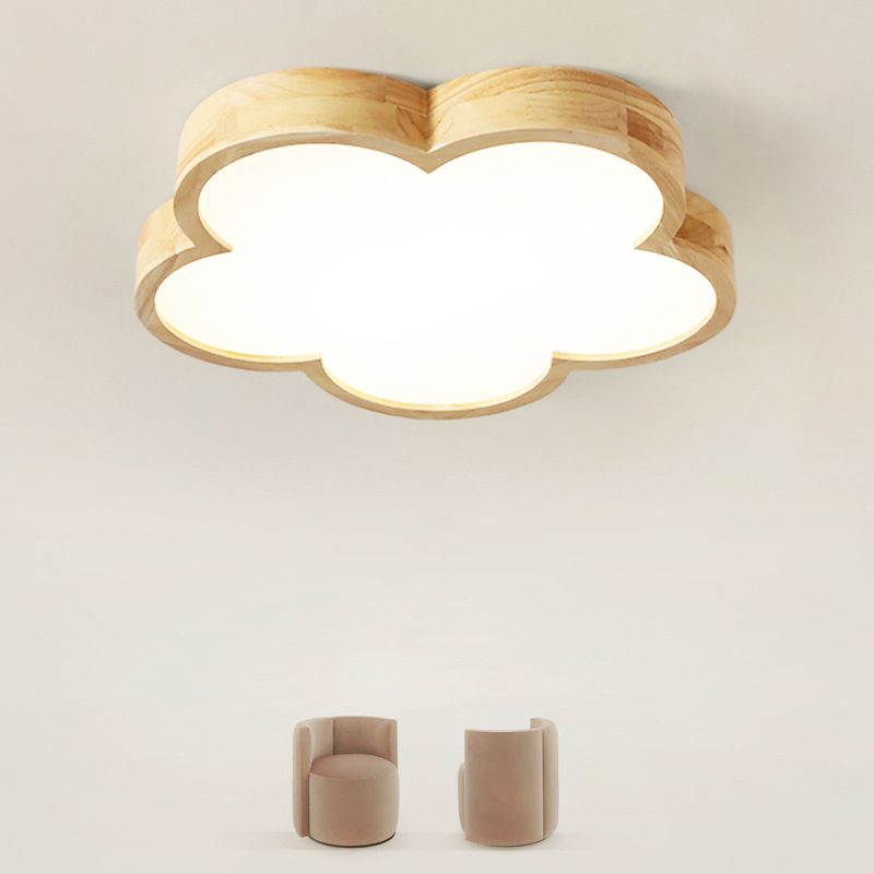 Wood LED Ceiling Light Contemporary Flush Mount Lighting for Living Room