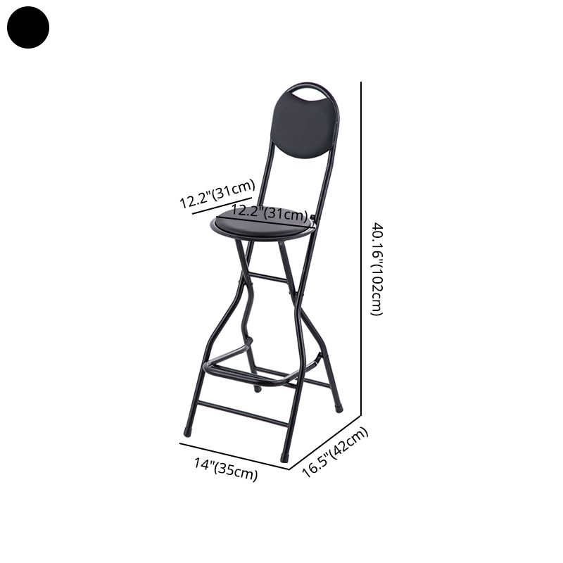 Modern Folding Armless Counter Stool Iron Cashier Bar Stool with Footrest