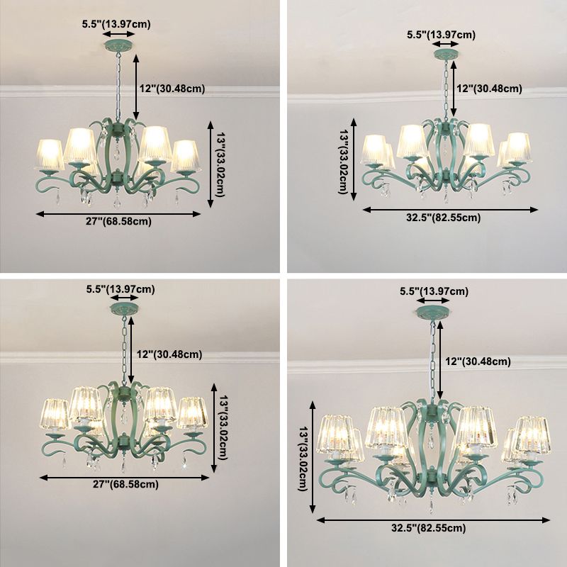 Lampadario in metallo in stile moderno lampadario appeso al lampada a soffitto verde affusolato