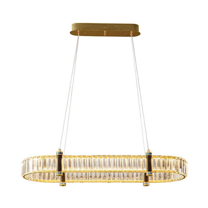 Contemporary Island Light Fixtures Oval Hanging Lamp with Crystal for Dining Room