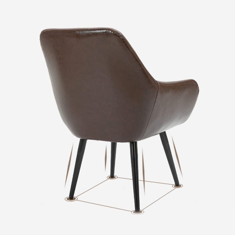 24.8"Wide Bonded Leather Arm Chair with Basic Four Legs and Flared Arms