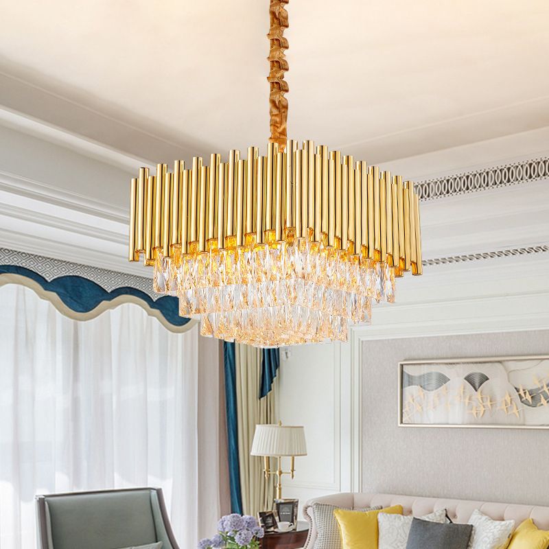 Luz de techo colgante de Golden Square con lámpara de lámpara de lámpara de luces de luces de cristal, 16 "/19.5" /23.5 "