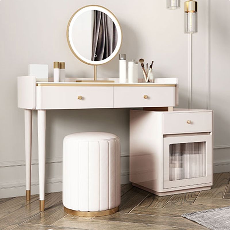 Glam Makeup Vanity Desk Slate Top Dressing Table With 3 Storage Drawers