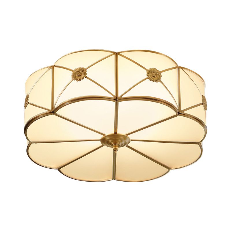 14 "/18" /23.5 " Wide 1 - Tiered Flush Mount Tradizionale White Glass Gold 3/4/6 Lampadine Monte Chandelier