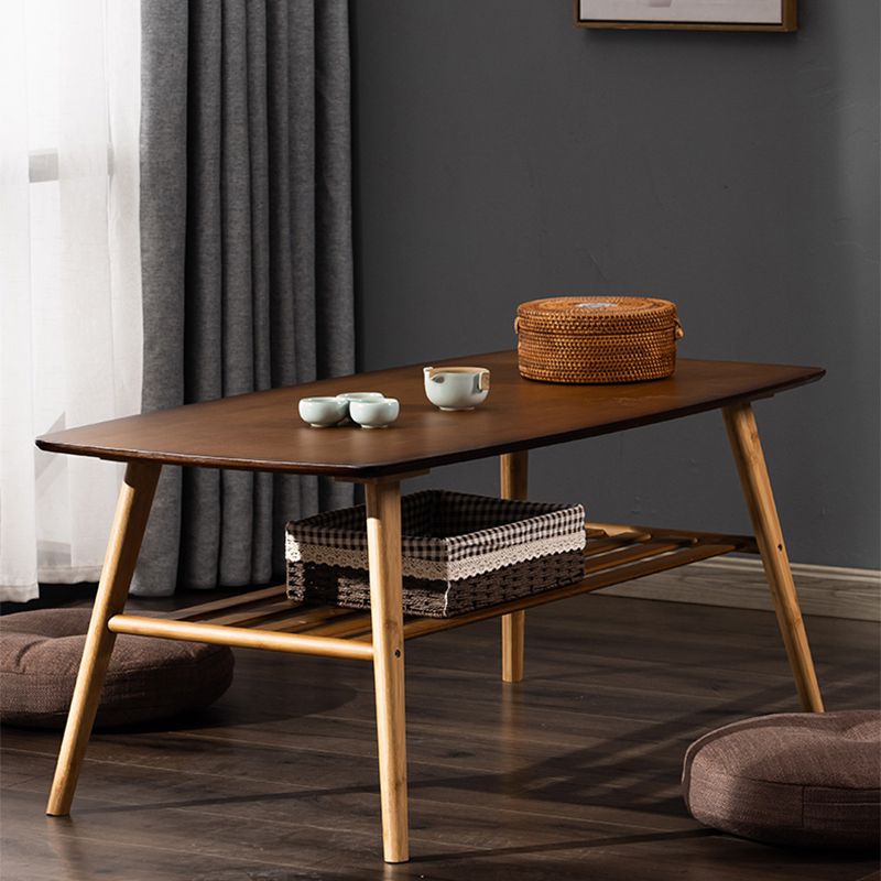 4 Legs 1 Coffee Table Contemporary Wood Coffee Table with Shelf