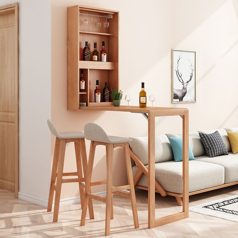 Rectangle Solid Wood Bar Table Extendable Dining Table for Kitchen