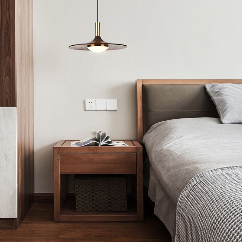 Braune Anhänger Beleuchtungsrichtung moderne Kegelform aus Walnussholz hängende Licht