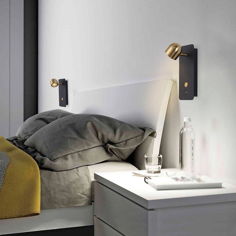 Gold Modern Metal Wall Sconce Rectangle Shape Wall Light with Glass Shade for Living Room