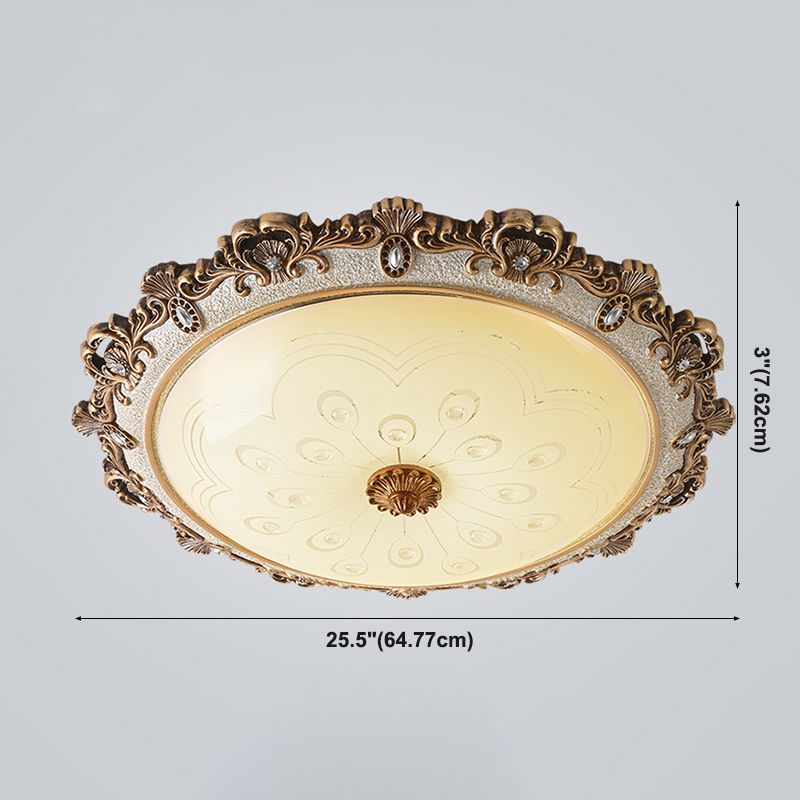 Lámpara LED retro tradicional de estilo simple, lámpara de montaje empotrado con pantalla de vidrio para sala de estar