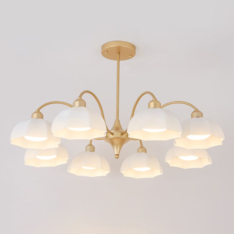 Glass Floriated Pendant Light in Modern Creative Style Lacquered Iron Chandelier for Dining Room