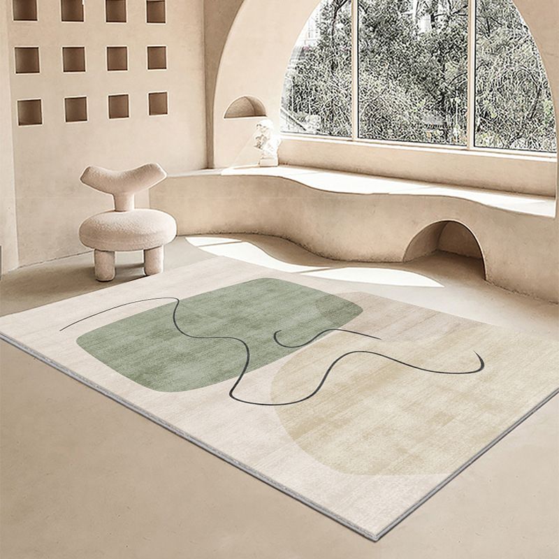 White Modern Carpet Polyester Color Block Carpet Stain Resistant Carpet for Drawing Room