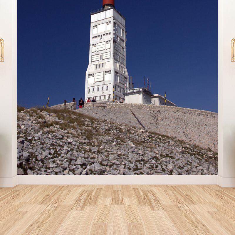 Full Size Photography Coastal Mural Wallpaper with Seaside Lighthouse Scenery in Blue