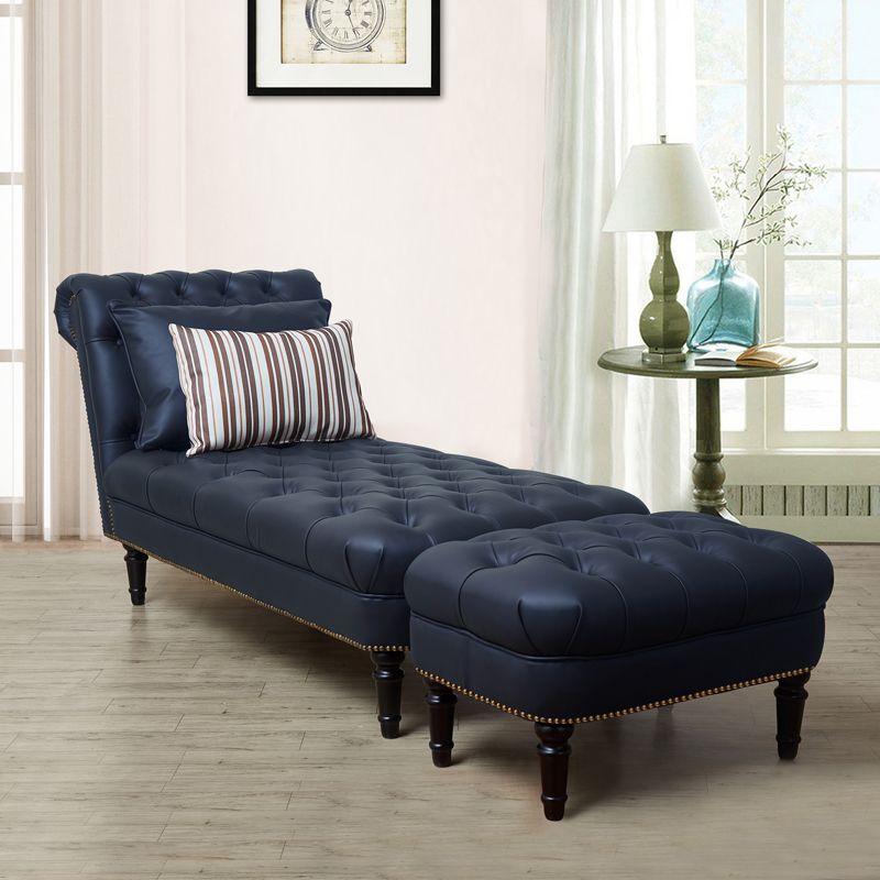 Modern Tufted Chaise Lounge Birch Armless Chaise for Bedroom and Living Room