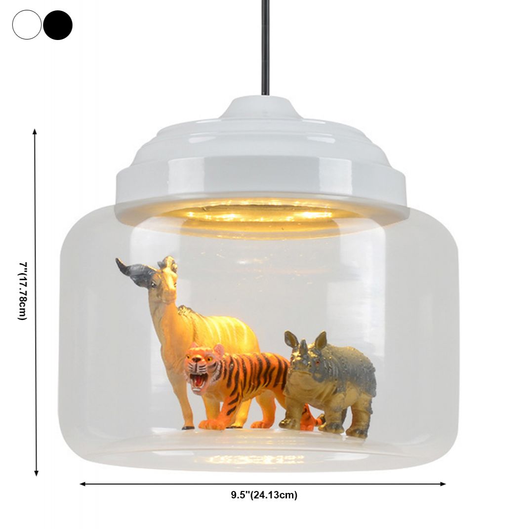 Moderne stijl kan hangend lichtglas 1 lichte hanglamp (inclusief willekeurig speelgoed) schaduwen)