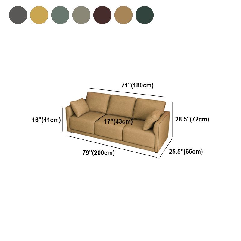 Faux Leather Sofa 25.59" D x 28.34" H Square Arm Sofa for Living Room