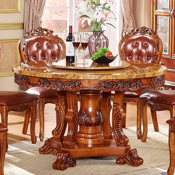 Rubberwood Base Victorian Round Table Pedestal Base Table for Dining Room