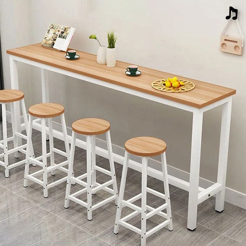 Contemporary Bar Table Rectangle Bar Dining Table with Trestle Base