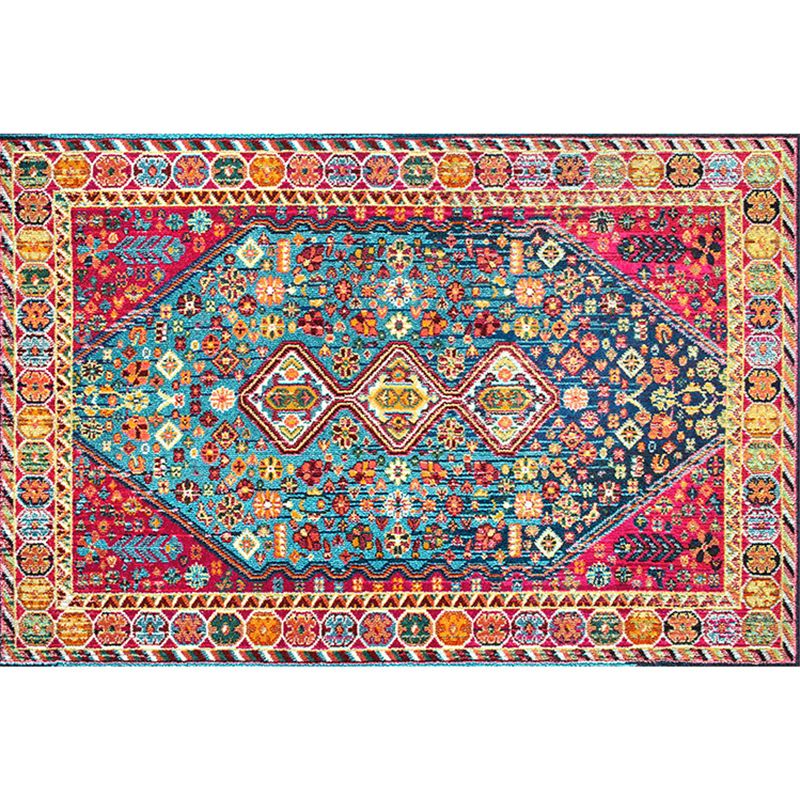 Nostalgia Floral Pattern Rug Polyester Indoor Rug Pet Friendly Area Carpet for Home Decoration