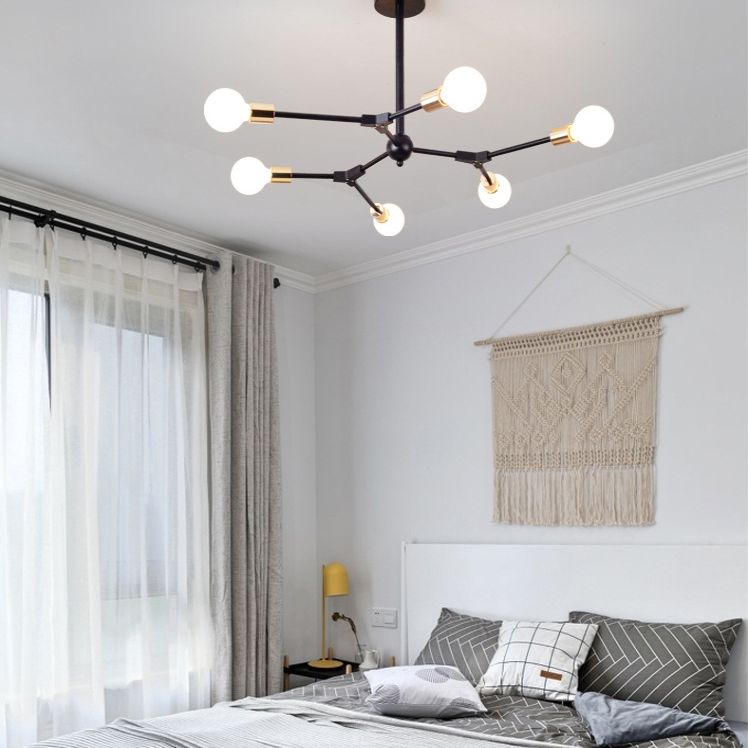 Branch Hanging Light Kit Industrial Black Metal Chandelier Pendant Light for Living Room