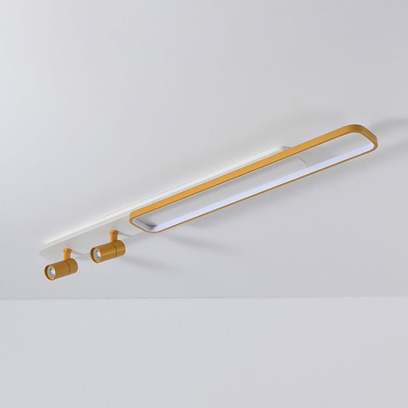 Rectangular LED Semi Flush Ceiling Light in Modern Simplicity Metal Indoor Flush Mount with Acrylic Shade