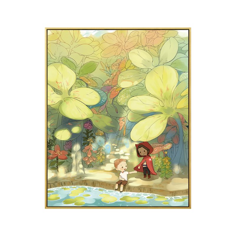 Décoration murale d'excursion artistique pour enfants, impression sur toile texturée de couleur claire pour chambre de bébé