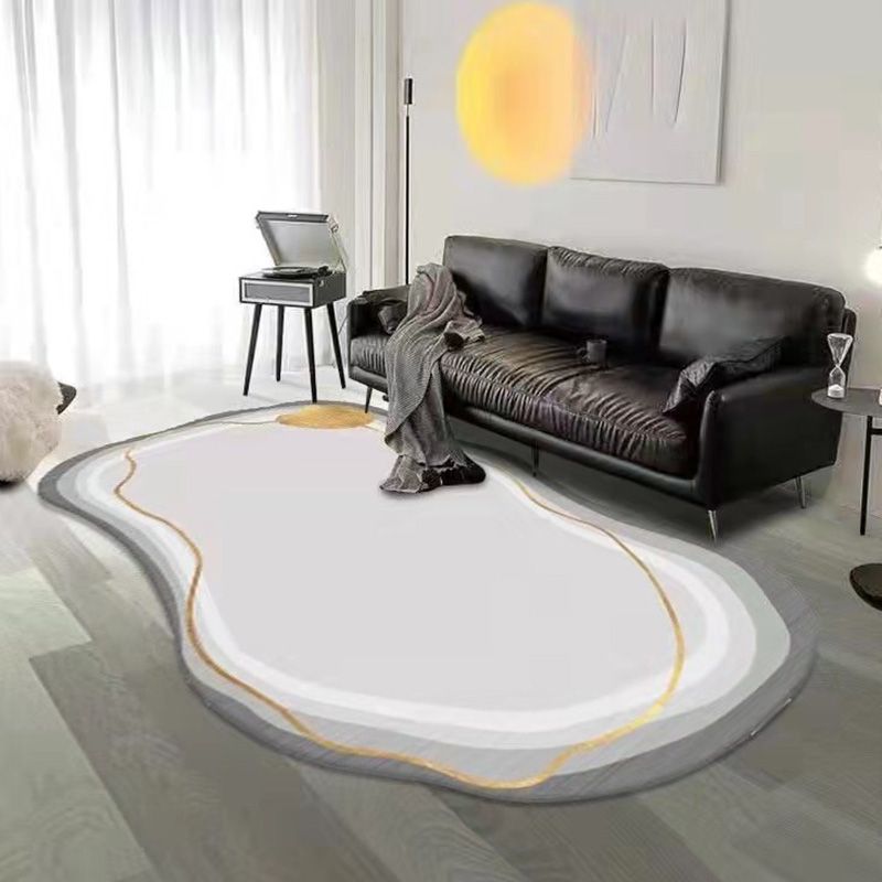 Brown Casual Rug Polyester Contrast Color Indoor Rug Non-Slip Backing Rug for Living Room