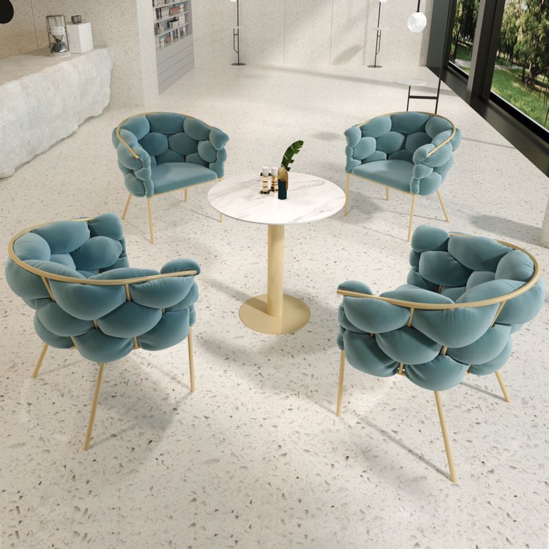 Glam Sintered Stone Dining Room Set with Round Table and Gold Leg Formal Dining Table Furniture