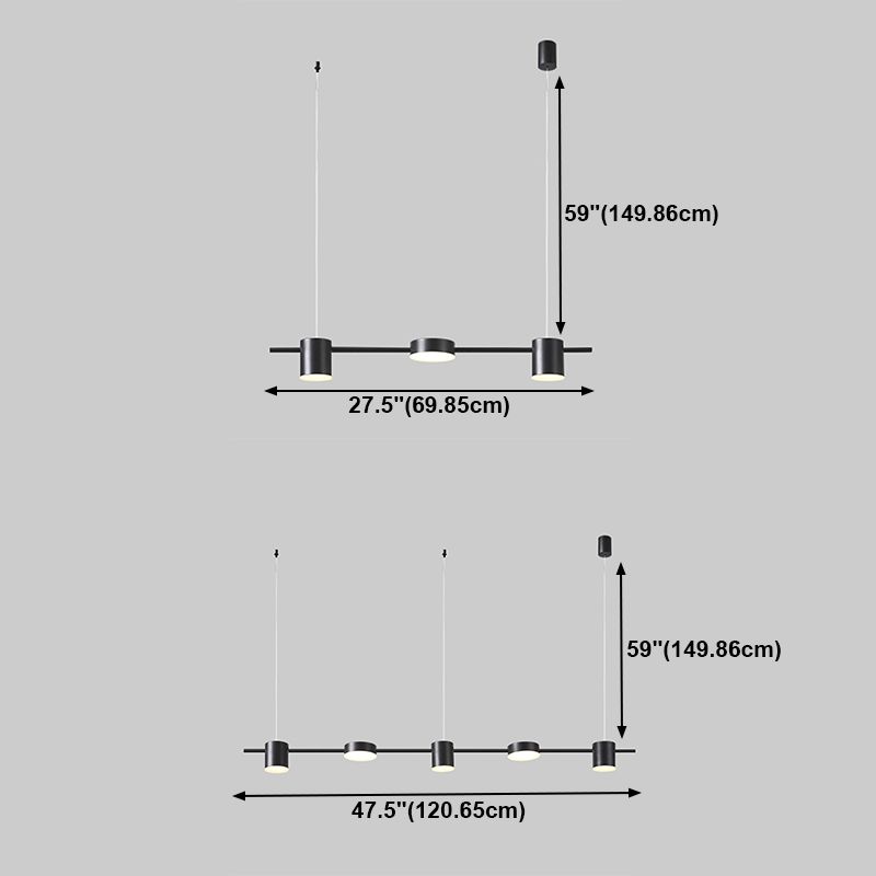 Formas de forma de cilindro Luces de la isla de estilo moderno de metal accesorios de iluminación