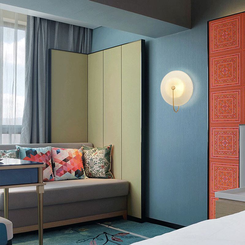 Hedendaagse 1-licht wandkandelcirkelcirkel Glazen wand gemonteerd licht voor woonkamer