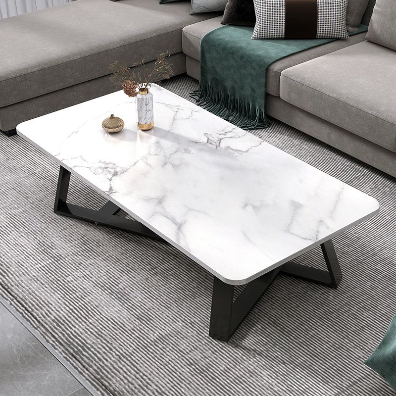 17.72" Tall Glam Style Coffee Cocktail Table Slate Rectangular Coffee Table