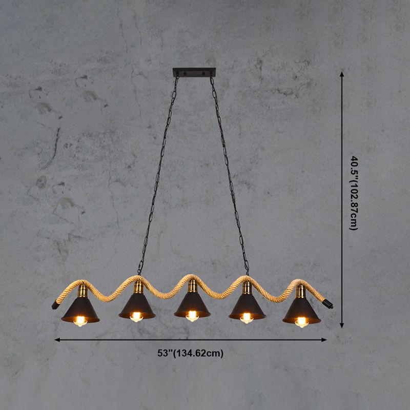 American Industrial Hemp Rope Pendant Light Vintage Hanging Light for Loft Living Room