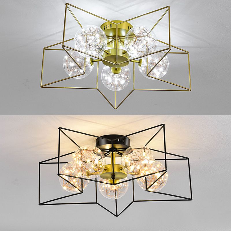 Modern Simple Iron Ceiling Light Geometry Shape Ceiling Lamp for Bedroom