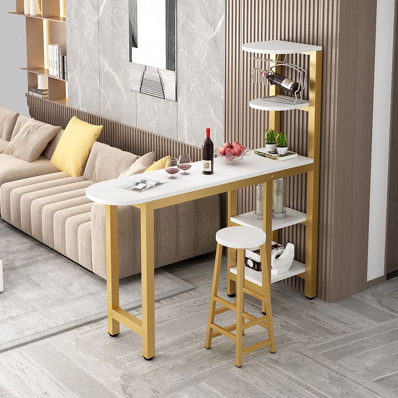 Metal Frame Contemporary Pub Table Matte Finish Manufactured Wood Bar Table