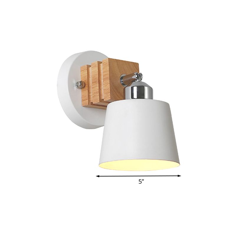 Luce murale rotabile della parete del secchio di ferro 1 testa a parete in stile nordico in finitura bianca per bagno da comodino