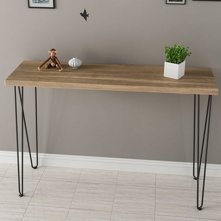Rectangle Solid Wood Console Table Ironcraft Frame Accent Table for Hall