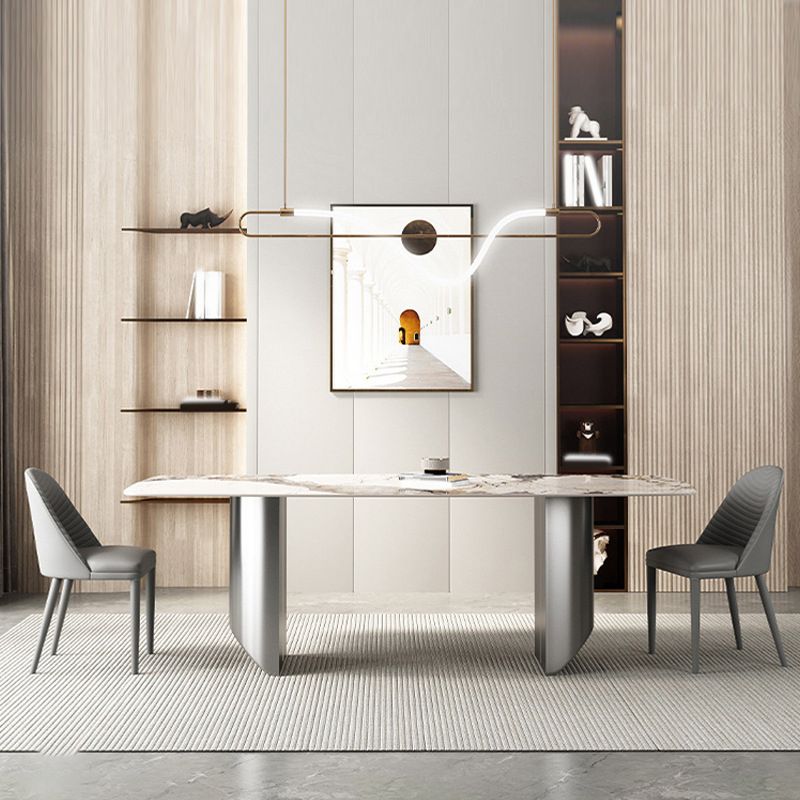 Beige Stone Top Dining Table Set 1/2/3/5/6 Pcs Contemporary Dining Set