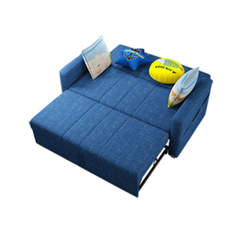 Square Arm Sofa Convertible with Pillows Sofa Bed in Navy for Apartment