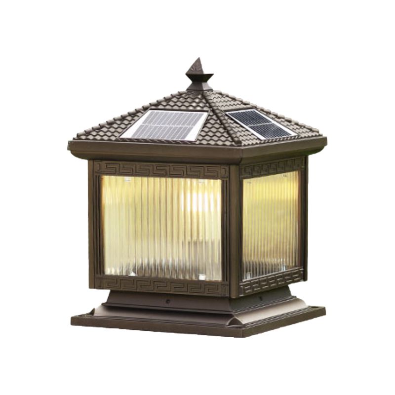 Contemporary Pillar Lighting Fixture Creative LED Solar Lamp for Garden