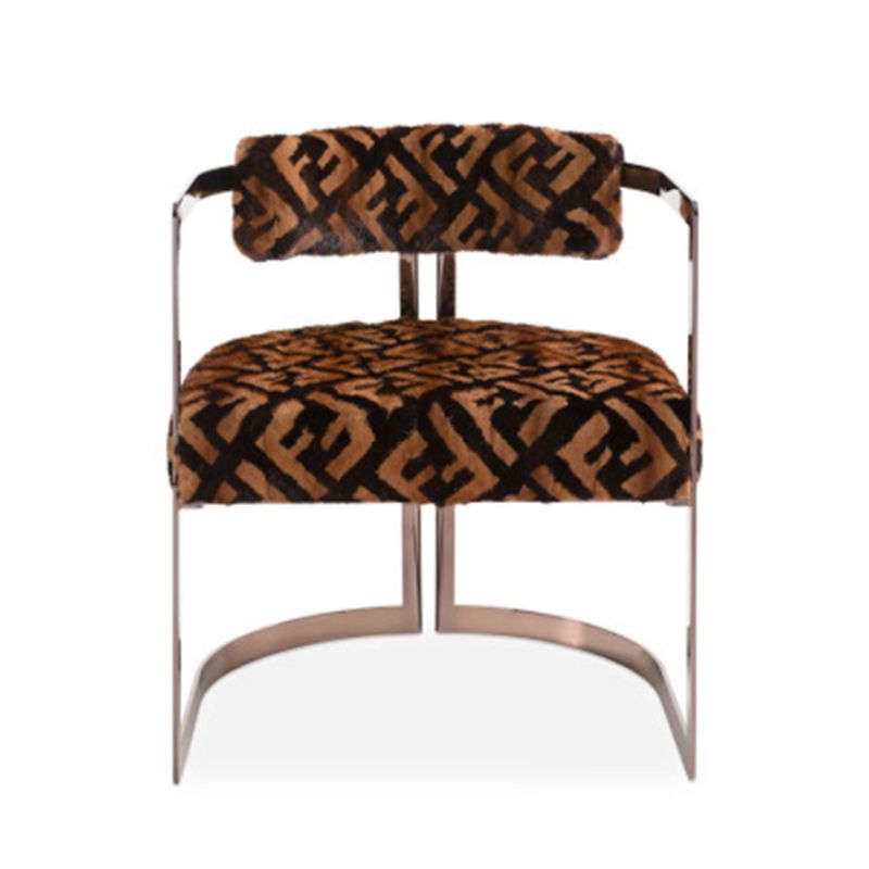 Upholstered Arm Chair Modern Style Dining Chair with Metal Legs