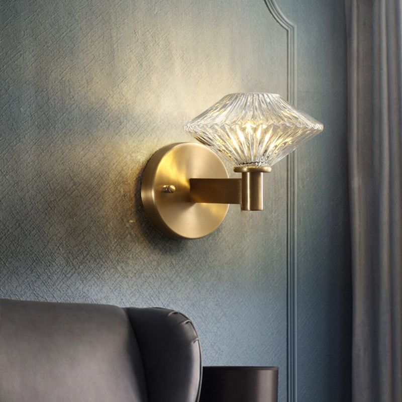 6 "/9" W Gold Diamond Wall Monte Lampada vintage Clear Pismatic Glass 1 Testa Soggio