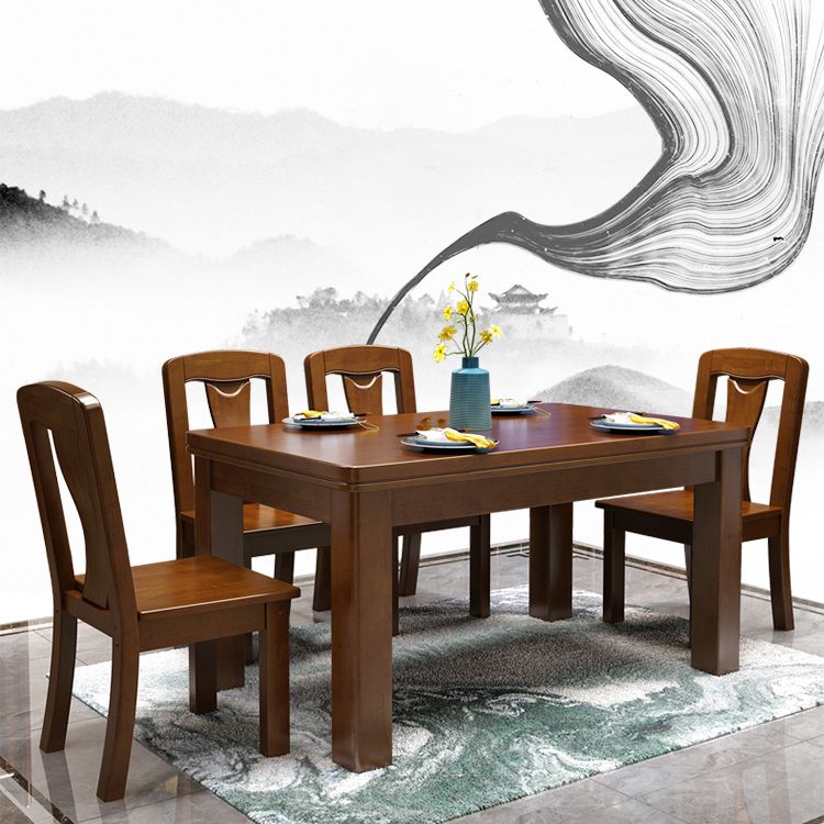 Mid-Century Modern Rectangle Dining Table Solid Wood Dining Table with 4 Legs