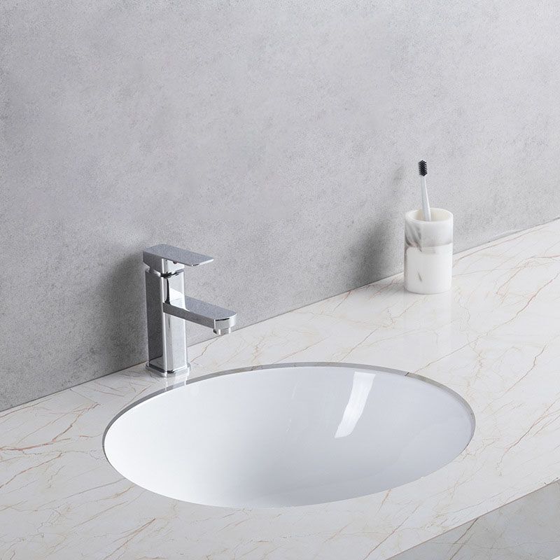 Modern Undermount Vanity Sink Round Porcelain with Pop-Up Drain Bathroom Sink Only