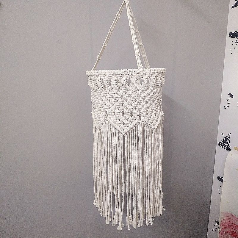 Criss-Cross Fringe Corridor Drop Lamp Rustic Hemp Rope 1 Head White Hanging Pendant Light