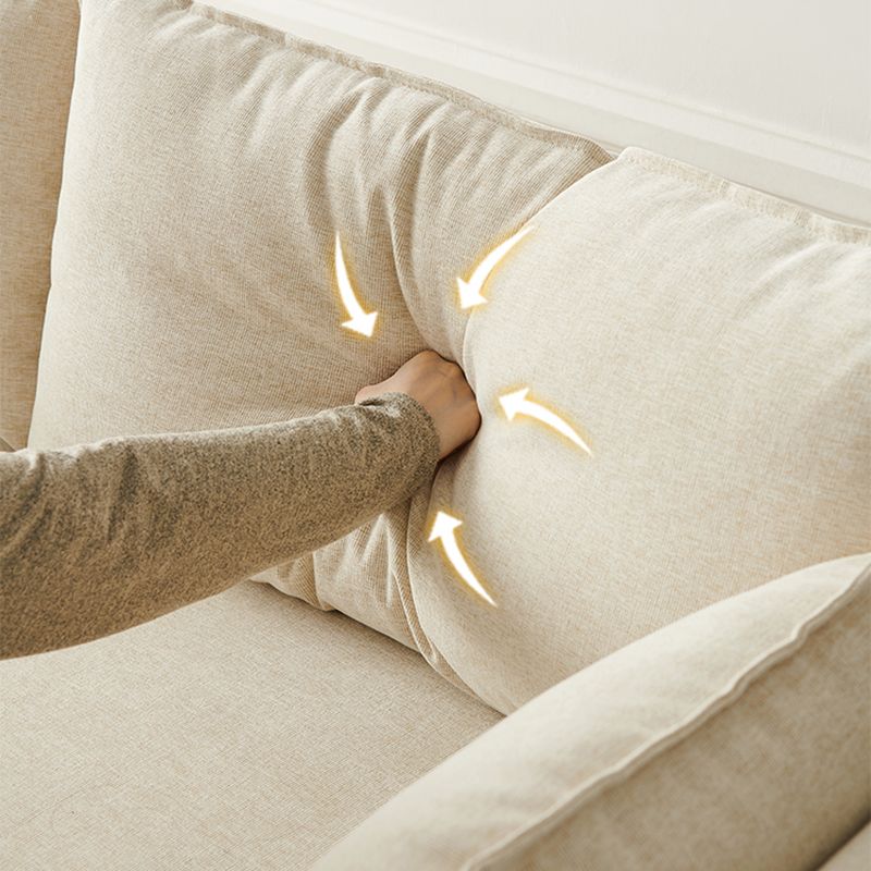 Modern Linen Tuxedo Arm Sofa with Bolster Pillows for Living Room, Apartment